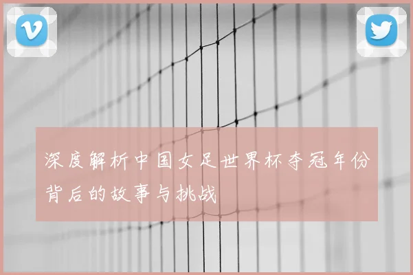 深度解析中国女足世界杯夺冠年份背后的故事与挑战